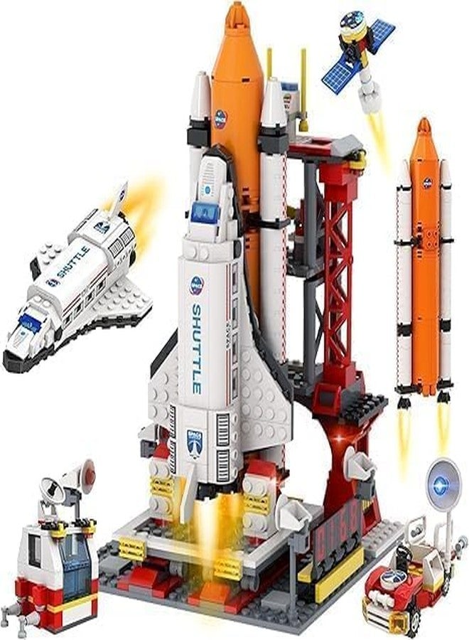 Bhavenu Space Shuttle Toys Building Sets(682+Pieces), STEM Spaceship Building Kit Toy with Space Transport Rocket&Airplane Launcher,Best STEM Toys for 6 7 8 11 12+ Year olds Boys - Image 1